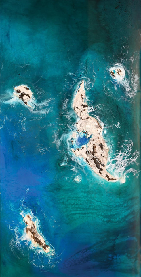 Deep blue epoxy resin  painting